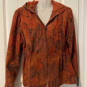 Zip Up Rusty Brown Fall/Spring Jacket With Hood